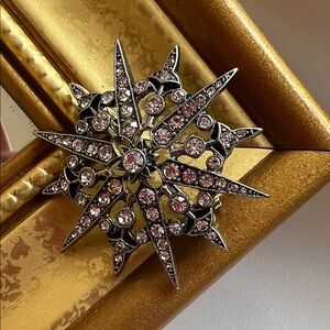 Elegant Starburst Brooch with Pink and Silver Accents